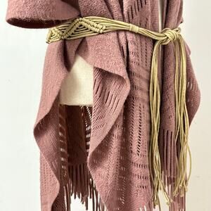 Boho Macrame Woven Fringe Belt Tan Braided Adjustable Wrap Festival Hippie Chic